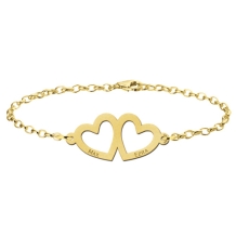 Gouden hartjes armband met twee namen