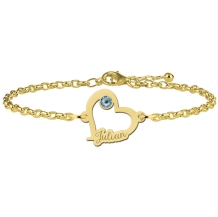 Gouden hartjesarmband van zilver met steentje