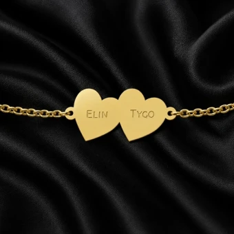 Gouden armband met twee harten