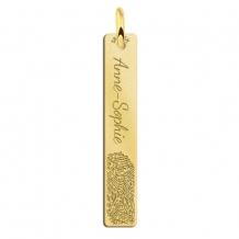 Gouden bar hanger met vingerafdruk en tekst