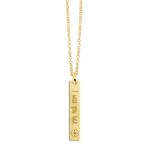 Gouden Bar naamketting hanger met gravure en klavertje Names4Ever