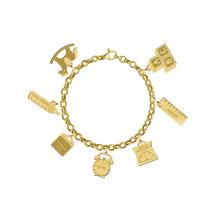Gouden geboorte armband met losse bedels