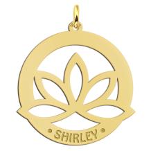 Gouden bloemhanger lotus met naam of tekst graveren