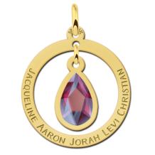 Gouden druppel hanger met steen