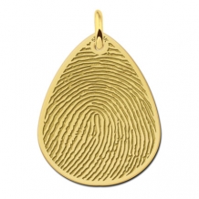 Gouden druppelvormige hanger met vingerafdruk