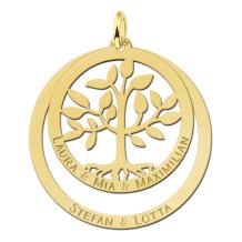 Gouden familiehanger met levensboom rond