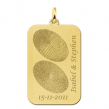 Gouden hanger dogtag twee vingerafdrukken Names4ever