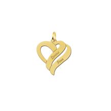 Ketting hart hanger goud met twee namen