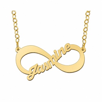 Gouden hanger infinity geschreven naam