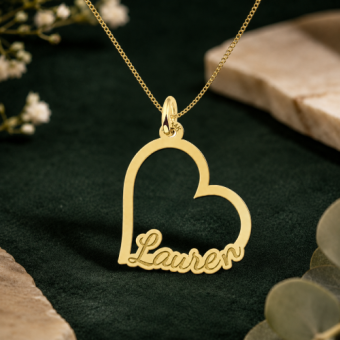 Zilveren bar naamketting met gravure op vier zijden