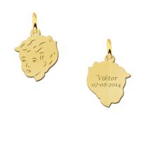 Gouden jongens kinderkopje met achterkant gravure klein Names4ever