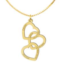 Ketting hanger drie harten goud