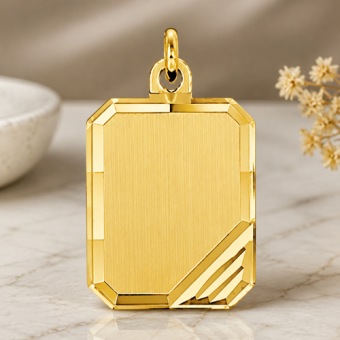 14K gouden rechthoekige hanger 15x20 mm met gravure