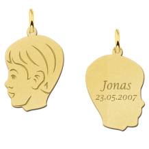 Gouden jongens kinderkopje met gravure Names4ever