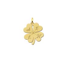 Gouden klavertje vier hanger met vier initialen