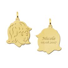 Gouden meisjes kinderkopje met achterkant gravure Names4ever