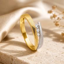 Gouden vingerafdruk ring met steentjes