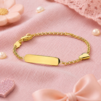 14 karaats gouden kinderarmband met graveerplaatje
