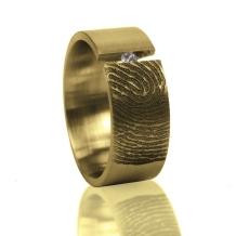 Gouden design afdrukring met gleuf en steen D018