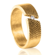 Gouden design afdrukring met gleuf en steen D419