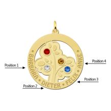 Gouden Stamboom met 4 geboortestenen Names4ever