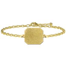 Gouden schakel armband met vingerafdruk op rechthoek hoekig