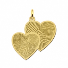 Gouden vingerafdruk hanger twee harten Names4ever