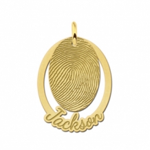 Gouden vingerafdruk hanger tweedelig ovaal Names4ever