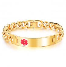 RVS SOS schakelarmband met plaat goudkleurig