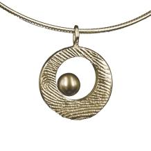 Gouden ronde vingerafdruk hanger met parel 826