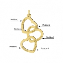 Ketting hanger drie harten goud detail