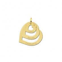 Ketting hanger drie losse harten goud