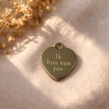 Hanger hartvormig 22x24mm goudkleurig metaal