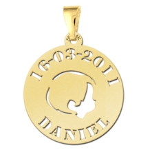 Gouden hanger babyhoofdje jongen naam en datum Names4ever