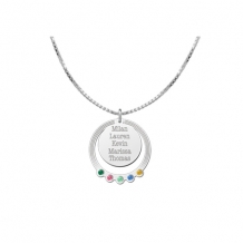 Ketting hanger twee losse rondjes en geboortestenen Zilver