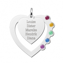 Zilveren Hart hanger met geboortestenen Names4ever