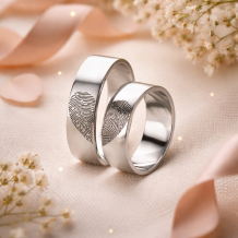 Koppelringen set met 2 vingerafdrukken in hart zilver