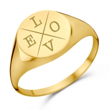Ronde Gouden zegelring met vier initialen Names4Ever
