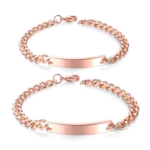 Rosé stalen koppel armbanden set