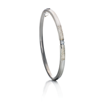 Smalle zilveren armband met afdruk en zirkonia