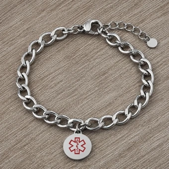 SOS Armband Met Medische Bedel En RVS Gravure