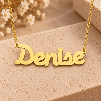 Vergulde naamketting Denise van 925 Sterling zilver met Jasseron schakelketting