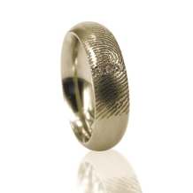Gouden vingerafdruk ring bol met 3 stenen 838