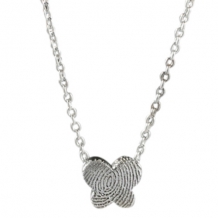Zilveren 7mm vlinder met vingerafdruk en ketting