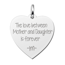 Zilveren Hart Hanger met Tekst Graveren Names4ever