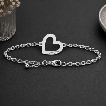 Zilveren armband met schuin hartje Names4ever