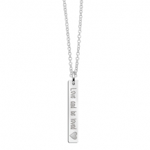 Zilveren Bar naamketting hanger met gravure en hart Names4Ever
