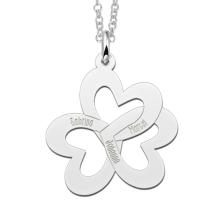 Ketting hanger drie harten verbonden Zilver