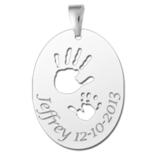 Zilveren geboorte sieraad handjes Names4ever