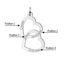 Ketting hanger zilver twee harten